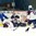 SPISSKA NOVA VES, SLOVAKIA - APRIL 18: USA's Dylan St. Cyr #1 makes the save against Sweden's Fabian Zetterland #26 while Tyler Inamoto #13 defends and Logan Cockerill #9 along with David Gustaffson #13 look on during preliminary round action at the 2017 IIHF Ice Hockey U18 World Championship. (Photo by Steve Kingsman/HHOF-IIHF Images)

